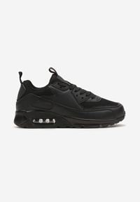 Born2be - Czarne Sneakersy z Podeszwą Typu Air z Ekoskóry Sznurowane Ozarae. Nosek buta: okrągły. Zapięcie: sznurówki. Kolor: czarny. Materiał: materiał. Obcas: na obcasie. Wysokość obcasa: niski #6