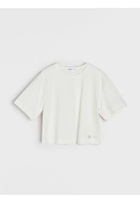 Sinsay - Jednolita koszulka z krókim rękawem Active - kremowy. Kolor: kremowy. Wzór: jednolity #1