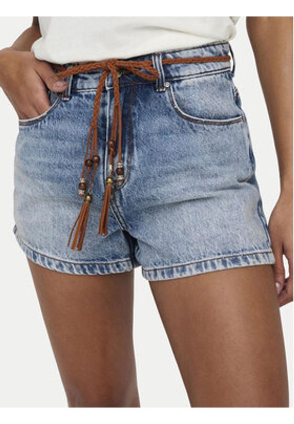 only - ONLY Szorty jeansowe Kelly 15221469 Niebieski jasny Regular Fit. Kolor: niebieski. Materiał: bawełna