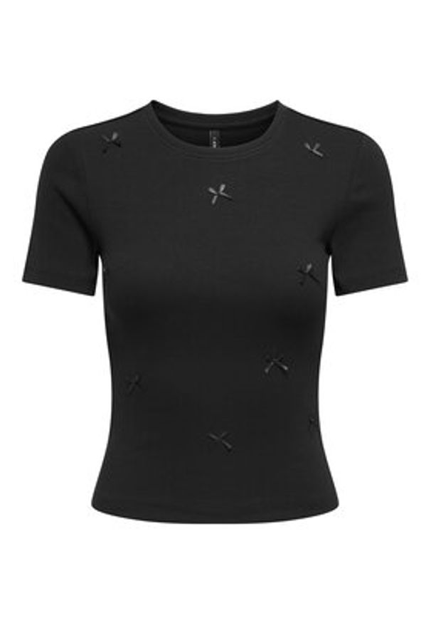 only - ONLY T-Shirt Femke 15369336 Czarny Slim Fit. Kolor: czarny. Materiał: bawełna