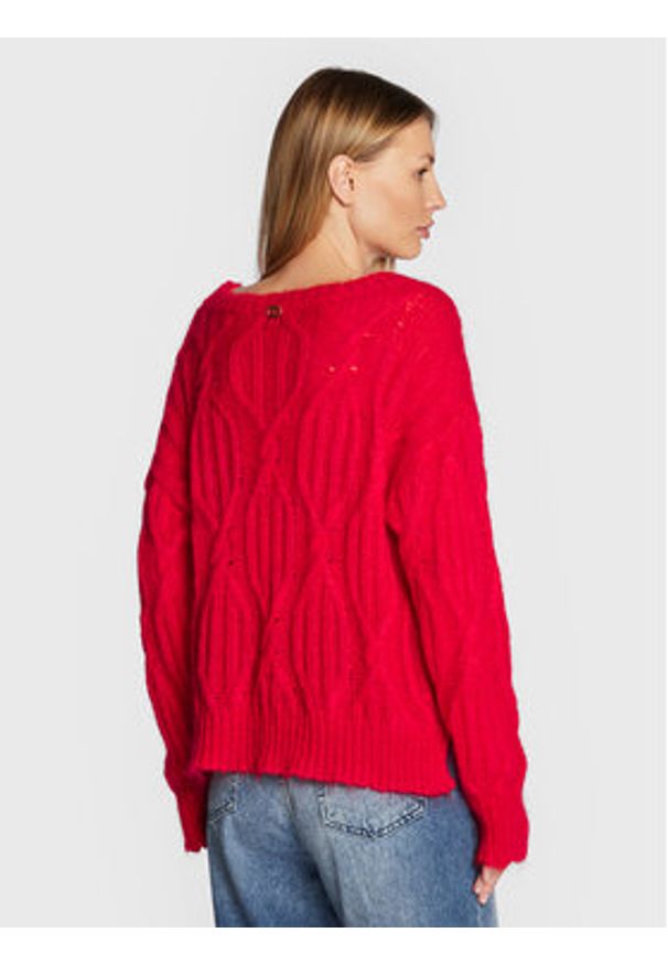 TwinSet - TWINSET Sweter 222TT3340 Czerwony Relaxed Fit. Kolor: czerwony. Materiał: syntetyk