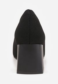 Born2be - Czarne Czółenka VICES na Stożkowym Obcasie Jennibelle. Nosek buta: otwarty. Kolor: czarny. Materiał: skóra, materiał. Obcas: na obcasie. Styl: klasyczny. Wysokość obcasa: średni #8