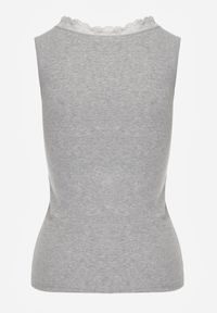 Born2be - Ciemnoszary Bawełniany Top Bieliźniany z Siateczkową Górą z Koronką Bervisa. Okazja: na co dzień. Kolor: szary. Materiał: bawełna, koronka. Wzór: koronka. Styl: casual, elegancki #3