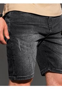 Ombre Clothing - Krótkie spodenki męskie jeansowe W307 - czarne - XXL. Kolor: czarny. Materiał: jeans. Długość: krótkie. Sezon: lato
