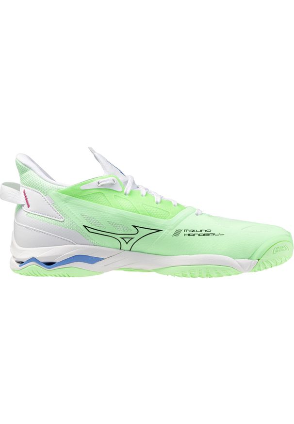 Buty halowe Mizuno Wave Mirage. Kolor: czarny, niebieski, wielokolorowy, zielony. Materiał: skóra, syntetyk, materiał. Model: Mizuno Wave. Sport: piłka ręczna