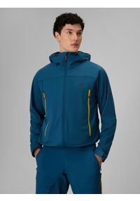 4f - 4F Kurtka softshell wiatroodporna membrana 8000 męska - turkusowa S. Kolor: turkusowy. Materiał: softshell. Długość: długie #1