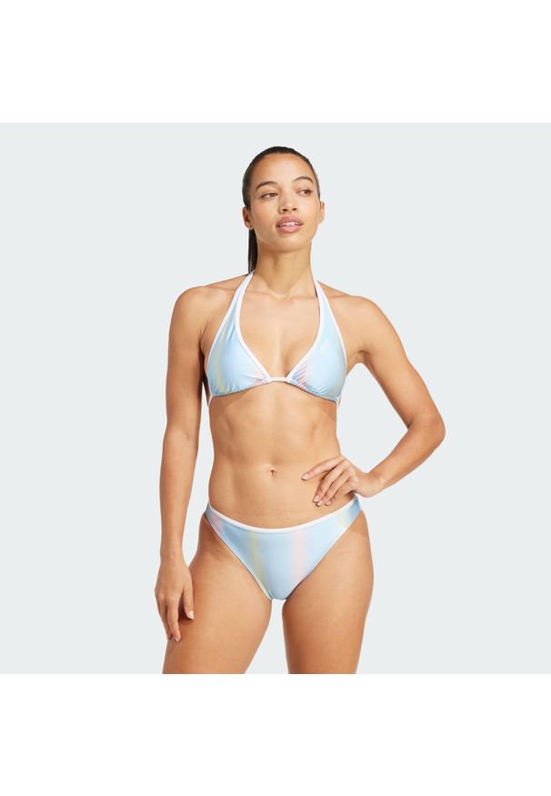 Adidas - Bikini Tiro Neckholder. Kolor: niebieski, wielokolorowy, biały. Materiał: materiał