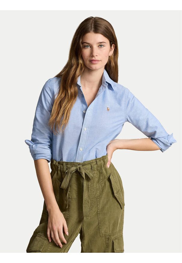 Polo Ralph Lauren Koszula 211941520001 Niebieski Slim Fit. Typ kołnierza: polo. Kolor: niebieski. Materiał: bawełna
