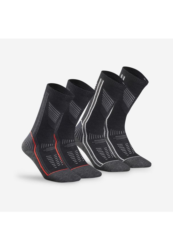 quechua - Skarpety turystyczne Quechua SH900 Mountain Mid. Kolor: czerwony, szary, wielokolorowy, czarny. Materiał: wełna, poliamid, elastan. Sport: turystyka piesza