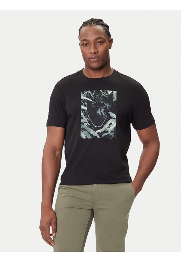 BOSS T-Shirt Te_Animali 50546362 Czarny Regular Fit. Kolor: czarny. Materiał: bawełna