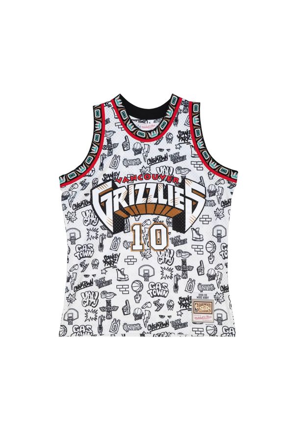 Mitchell & Ness - Koszulka NBA Vancouver Grizzlies Doodle Swingman Mike Bibby 1998-99. Kolor: biały. Sport: koszykówka