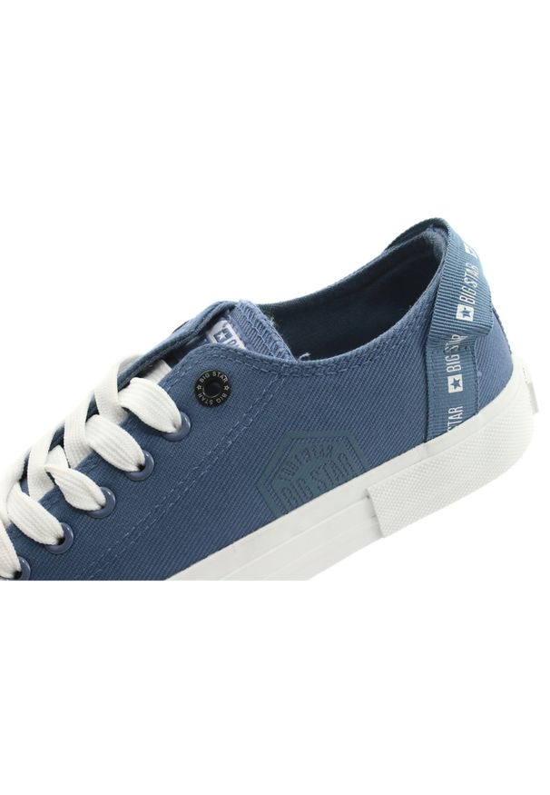 Big-Star - Big Star Trampki wiązane jeans FF274211 białe niebieskie. Okazja: na co dzień, na spacer. Kolor: niebieski, biały, wielokolorowy. Materiał: jeans. Szerokość cholewki: normalna. Styl: klasyczny, casual