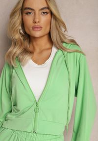 Renee - Jasnozielony Komplet Dresowy 2 Częściowy Luźne Spodnie i Bluza z Kapturem Fivana. Kolor: zielony. Materiał: dresówka