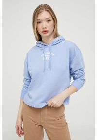 Tommy Jeans bluza damska kolor niebieski z kapturem z nadrukiem. Typ kołnierza: kaptur. Kolor: niebieski. Materiał: bawełna, dzianina. Długość rękawa: długi rękaw. Długość: długie. Wzór: nadruk #3