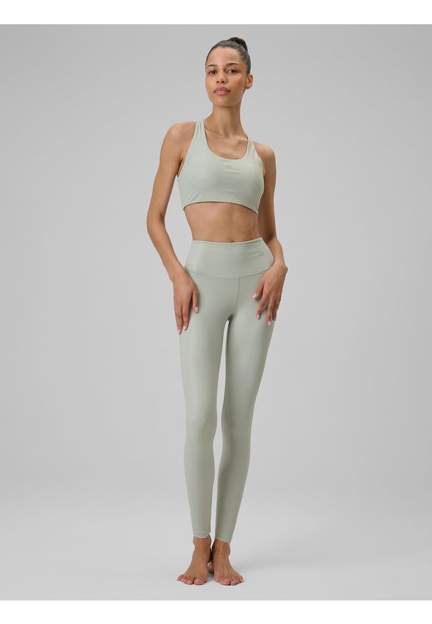 4f - 4F Biustonosz do jogi z niskim wsparciem damski - miętowy XL. Kolor: turkusowy. Materiał: skóra, materiał, guma. Sport: joga i pilates