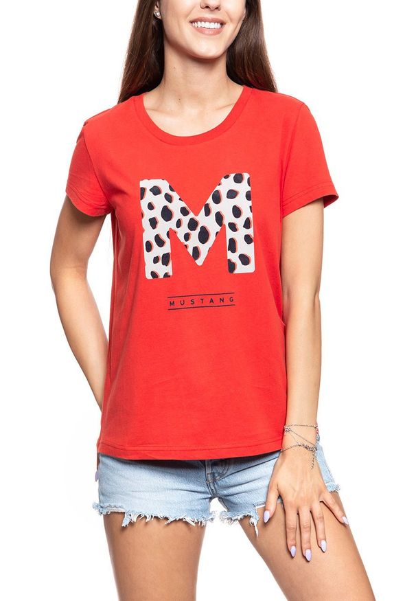 Mustang - MUSTANG T SHIRT DAMSKI Alina C Print Molten Lava 1009028 7179. Wzór: nadruk