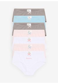bonprix - Figi hipster z miękką bawełną organiczną z satynową kokardką (7 szt.). Kolor: różowy. Materiał: bawełna, satyna