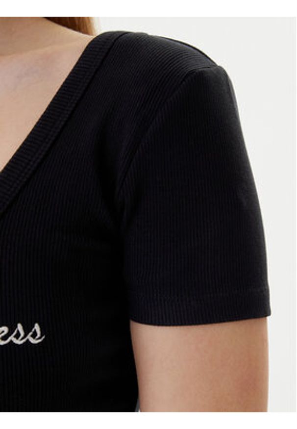 Guess T-Shirt V6RP05 K8RT2 Czarny Regular Fit. Kolor: czarny. Materiał: wiskoza