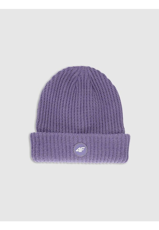 4f - 4F Czapka beanie dziewczęca - fioletowa Uniwersalny. Kolor: fioletowy. Materiał: syntetyk. Sezon: zima. Styl: klasyczny, casual