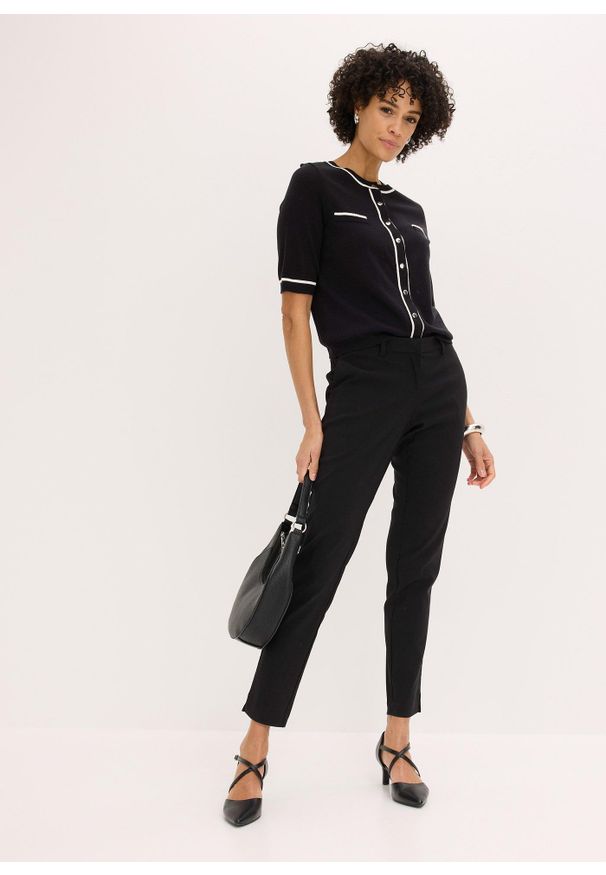 bonprix - Spodnie ze stretchem. Kolor: czarny. Styl: elegancki