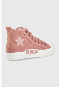 Big-Star - Big Star trampki damskie kolor różowy. Nosek buta: okrągły. Zapięcie: sznurówki. Kolor: różowy. Materiał: guma. Szerokość cholewki: normalna