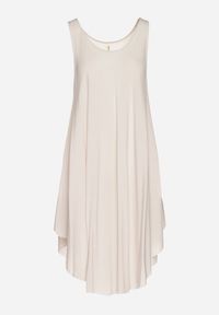Born2be - Jasnobeżowa Rozkloszowana Sukienka z Bawełny Tesaxelle. Okazja: na spotkanie biznesowe, na co dzień. Kolor: beżowy. Materiał: bawełna. Typ sukienki: proste. Styl: elegancki, casual, biznesowy #7