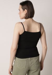 Born2be - Czarny Bieliźniany Top z Bawełny Ozdobiony Koronkową Lamówką Bervina. Kolor: czarny. Materiał: bawełna, koronka. Wzór: aplikacja #6