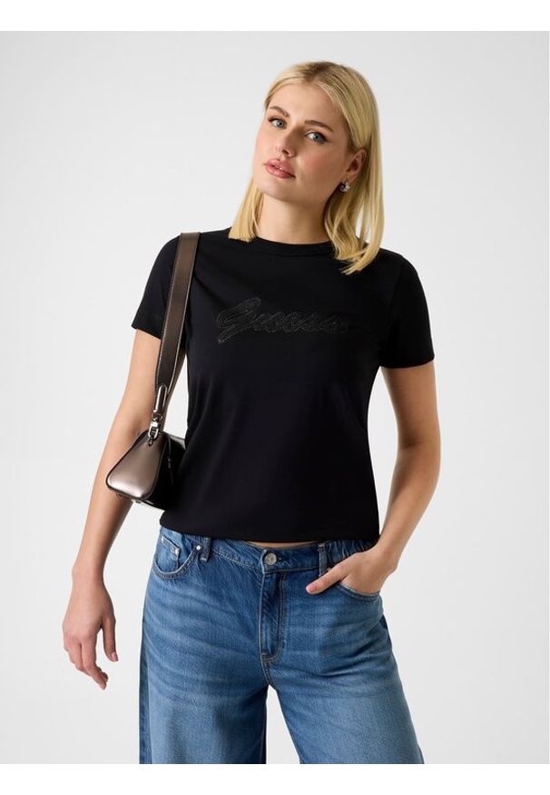 Guess T-Shirt W6GI08 K3023 Czarny Regular Fit. Kolor: czarny. Materiał: bawełna