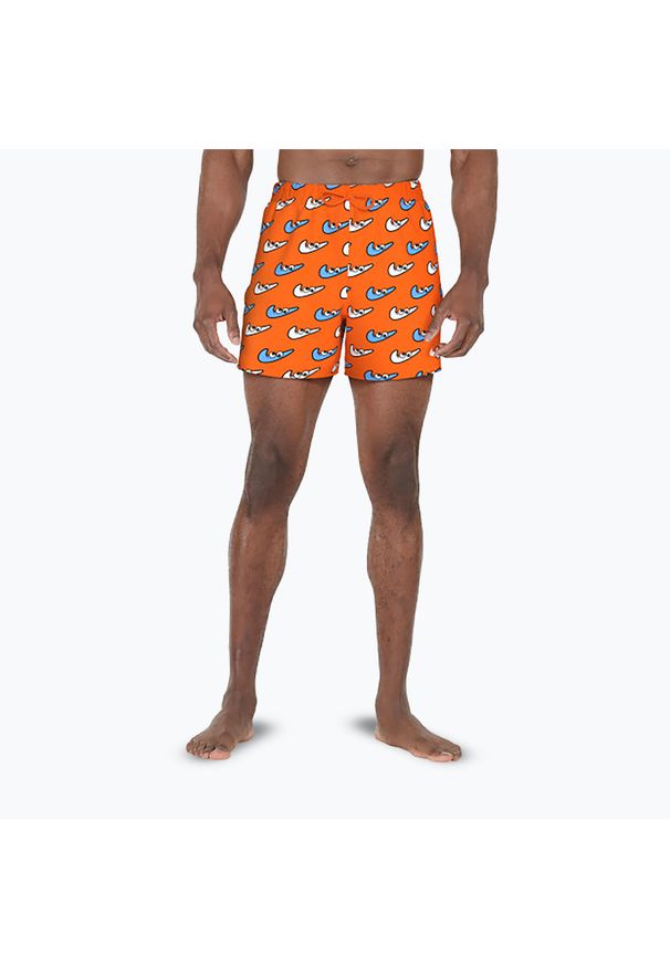Szorty kąpielowe męskie Nike Multi Print 5" Volley. Kolor: pomarańczowy. Wzór: nadruk