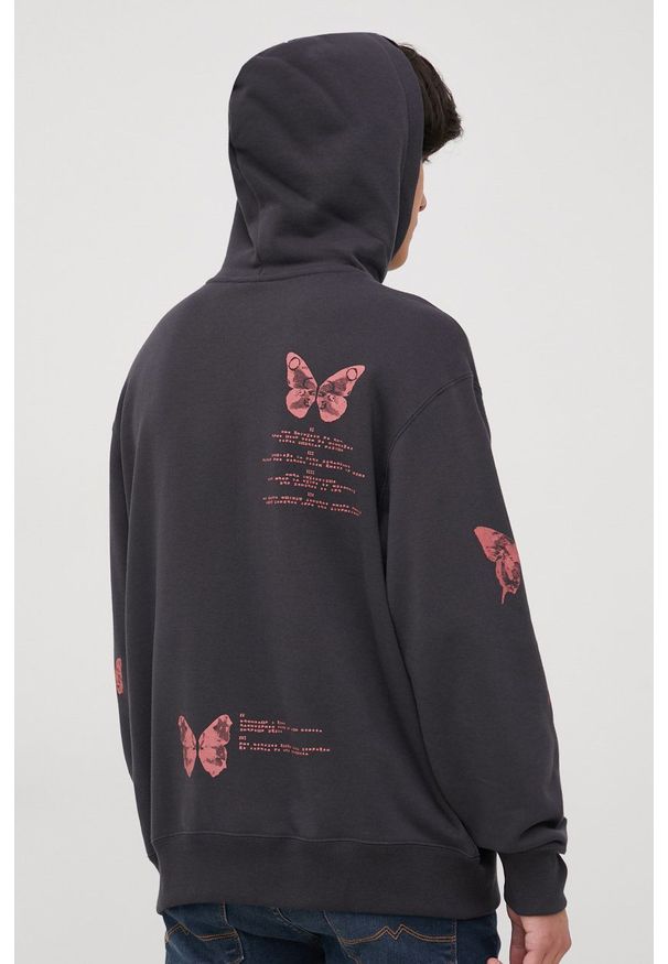 adidas Originals bluza bawełniana męska kolor szary z kapturem z nadrukiem. Typ kołnierza: kaptur. Kolor: szary. Materiał: bawełna. Wzór: nadruk