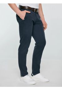 Big-Star - Spodnie męskie chinosy granatowe Hektor 404. Kolor: niebieski. Materiał: len. Wzór: gładki. Styl: elegancki #2