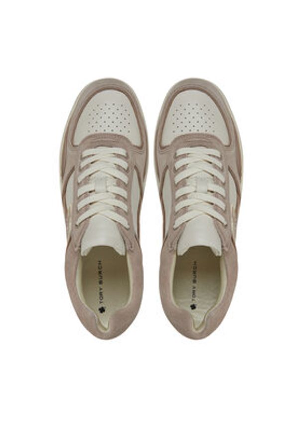 Tory Burch Sneakersy Clover Court 155626 Beżowy. Kolor: beżowy. Materiał: skóra