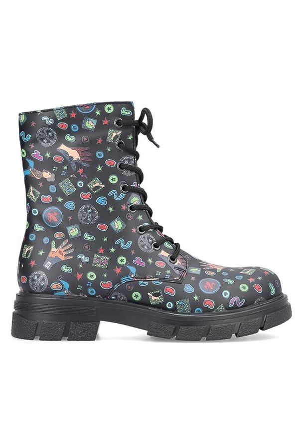 Rieker Trapery Z9120-90 Kolorowy. Materiał: skóra. Wzór: kolorowy