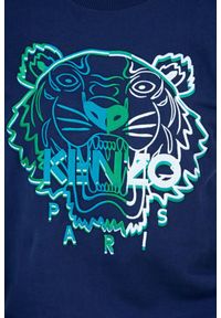 Kenzo - KENZO Granatowa bluza męska z wyszywanym logo. Kolor: niebieski