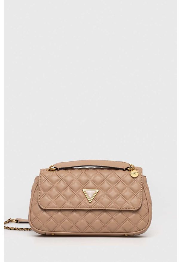 Guess torebka kolor beżowy. Kolor: beżowy. Materiał: pikowane. Rodzaj torebki: na ramię