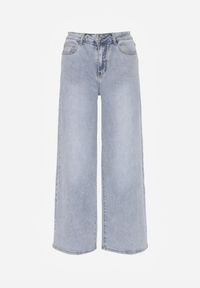 Renee - Niebieskie Szerokie Jeansy High Waist Zdobione Haftem na Kieszeni Thaola. Stan: podwyższony. Kolor: niebieski. Wzór: aplikacja, haft. Styl: klasyczny, boho #8