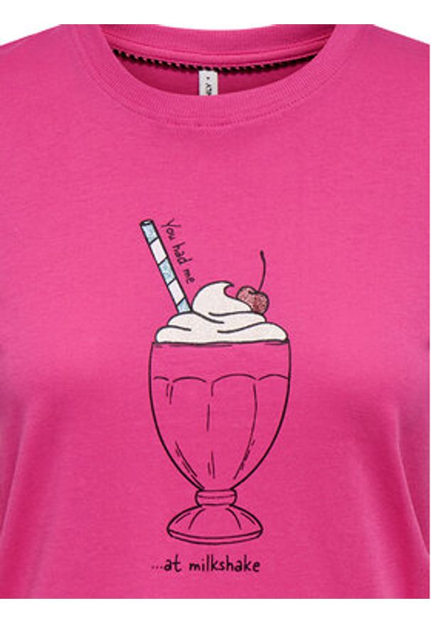 only - ONLY T-Shirt Fun Life 15349901 Różowy Regular Fit. Kolor: różowy. Materiał: bawełna