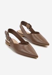 Renee - Brązowe Sandały Vices Slingback z Paskiem ze Sprzączką Nirarine. Okazja: na spacer. Nosek buta: szpiczasty. Zapięcie: pasek. Kolor: brązowy. Wzór: koronka. Materiał: koronka. Obcas: na obcasie. Styl: elegancki. Wysokość obcasa: średni #5