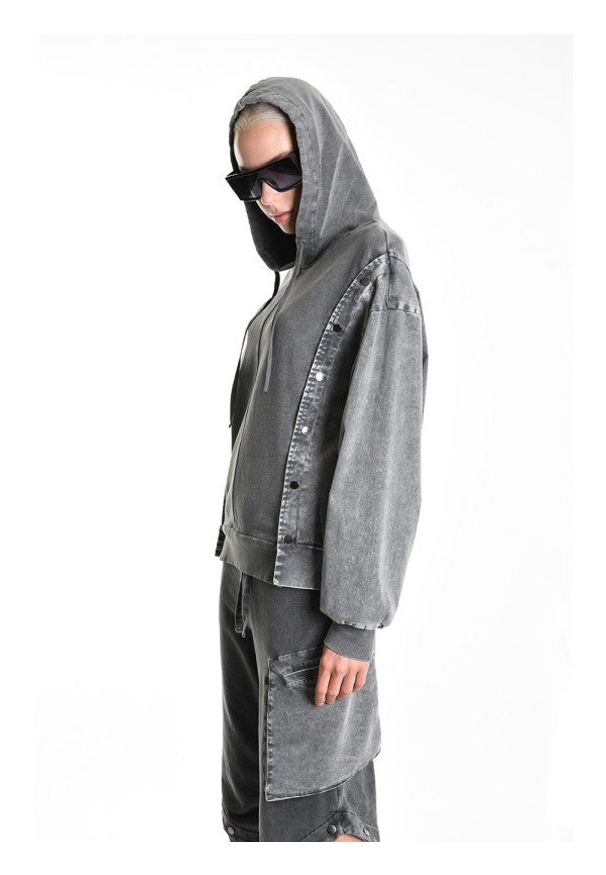 La Haine Inside Us Bluza Unisex | P25083BM1045 | Mężczyzna | Szary. Okazja: na spacer. Typ kołnierza: kaptur. Kolor: szary. Materiał: bawełna, elastan. Długość: długie