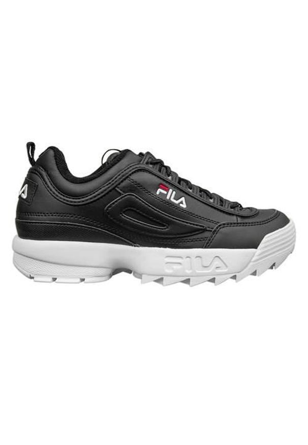 Buty do chodzenia damskie Fila Disruptor Low. Zapięcie: sznurówki. Kolor: czarny. Materiał: syntetyk, tkanina, materiał. Szerokość cholewki: normalna. Sport: turystyka piesza