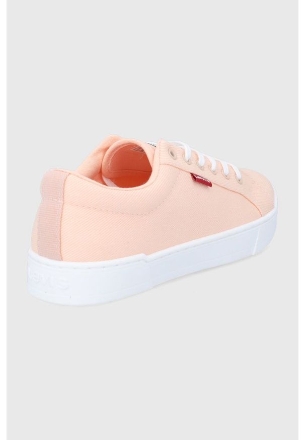 Levi's® - Levi's tenisówki SS22-OBD0ZM damskie kolor pomarańczowy. Okazja: na spotkanie biznesowe. Nosek buta: okrągły. Zapięcie: sznurówki. Kolor: pomarańczowy. Materiał: guma. Styl: biznesowy