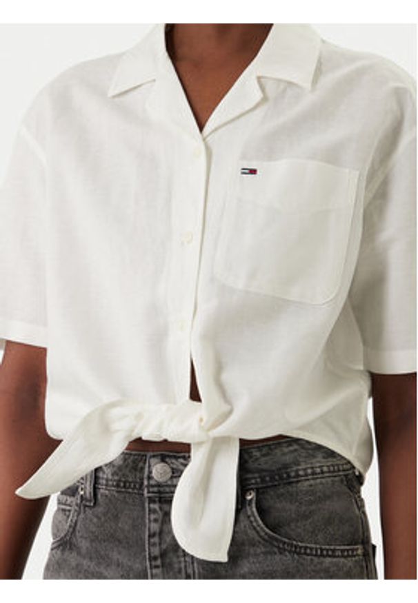 Tommy Jeans Koszula DW0DW22210 Biały Relaxed Fit. Kolor: biały. Materiał: len