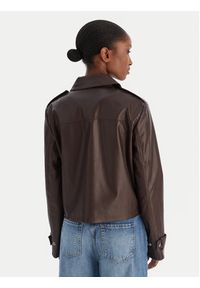 Calvin Klein Jeans Kurtka z imitacji skóry Moto LV047E501G Brązowy Regular Fit. Kolor: brązowy. Materiał: skóra #5