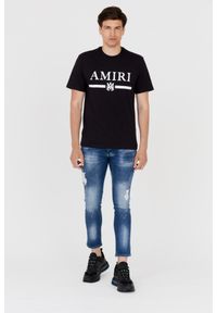 Amiri - AMIRI T-shirt męski czarny z podkreślonym logo, Rozmiar XL. Kolor: czarny
