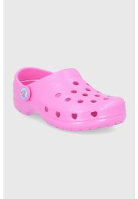 skechers - Skechers Klapki dziecięce kolor różowy. Nosek buta: okrągły. Kolor: różowy. Materiał: materiał. Wzór: gładki. Obcas: na obcasie. Wysokość obcasa: niski #4