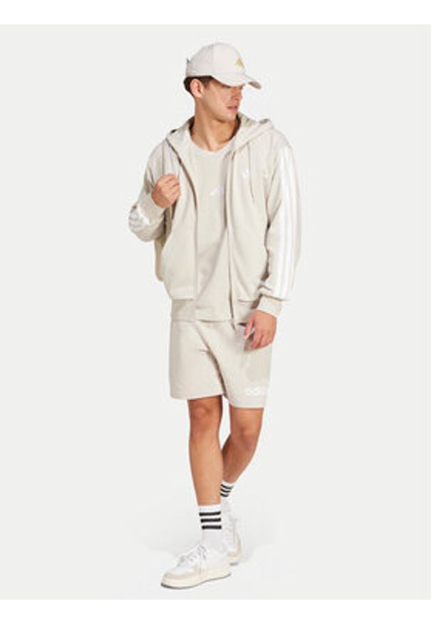 Adidas - adidas Szorty sportowe Essentials Linear JC9346 Beżowy Regular Fit. Kolor: beżowy. Materiał: bawełna. Styl: sportowy