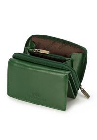 Wittchen - Damski portfel z gładkiej skóry dwustronny mały zielony. Kolor: zielony. Materiał: skóra. Wzór: gładki #8