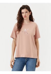 Calvin Klein Jeans T-Shirt Monologo J20J224798 Pomarańczowy Relaxed Fit. Kolor: pomarańczowy. Materiał: bawełna