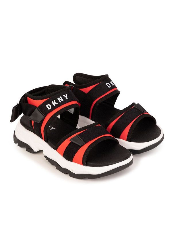 DKNY - Dkny sandały dziecięce D39068.36.39 kolor pomarańczowy. Zapięcie: rzepy. Kolor: pomarańczowy. Materiał: guma. Obcas: na platformie