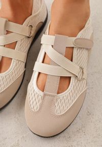 Renee - Ciemnobeżowe Tenisówki Sneakeriny z Siateczki z Zapięciem na Rzep Vianate. Okazja: na co dzień. Zapięcie: rzepy. Kolor: beżowy. Materiał: skóra, koronka. Styl: casual #2